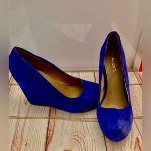 Beautiful faux suede indigo blue platforms